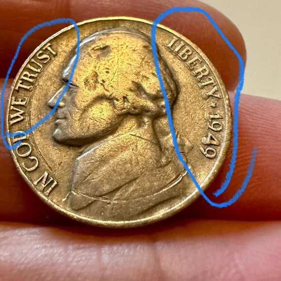 Error 1949 D Jefferson nickle - Picture 1 of 3